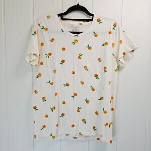 J. Crew Factory "Orange Print" Collector's Graphic Tee Size L Lightweight